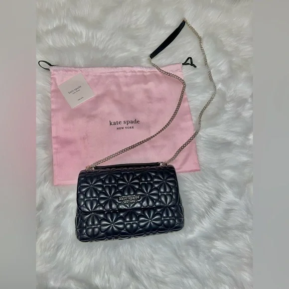 Kate Spade • Black Flower Quilted Leather Crossbody - Picture 1 of 6